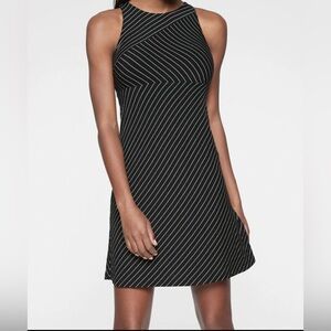 Athleta Black and White Striped Midi Dress